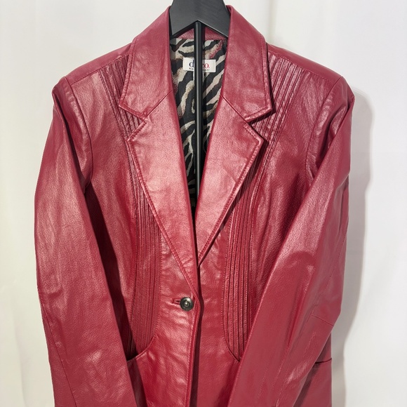 D&Co Vintage red leather blazer style jacket sz small - Picture 1 of 4